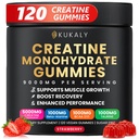 Erkekler ve Kadınlar için Kreatifler, 9000MG Kreatine Gummies Sugar Free with L-Taurine, BCAA 2:1, B12 B6 for Boost Strength, Focus & Endurance, Vegan, Non-GMO, Strawberry, 120