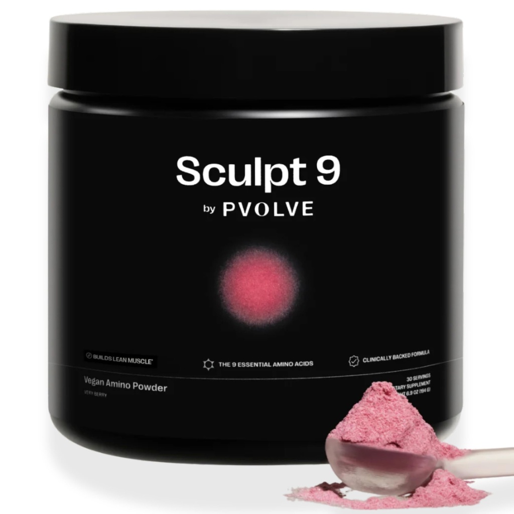 PVOLVE Sculpt 9 EAA & BCAA Toz for Women | Very Berry Flavor | Essential Amino Asits Supplement for Lean Muscle, Recovery & Strength | Non-GMO