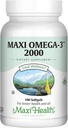 Maxi Health Omega 3 Fish Oil 2000 mg – Fish Oil Omega 3 Supplements with No Fishy Aftertaste – Triple Strength EPA DHA – Kosher Omega3 Supplement to Help General Wellness (100 Softgels)