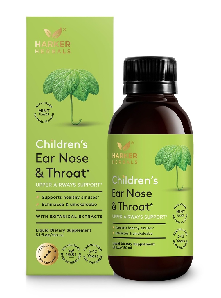 Çocuk Kulak Nose & Throat Syrup, Herbal Formula Sinuses & Mevsimsel Wellness Echinacea, Pelargonium & Elderflower, Plant-Based - 5.1 Fl oz (30 hizmet)