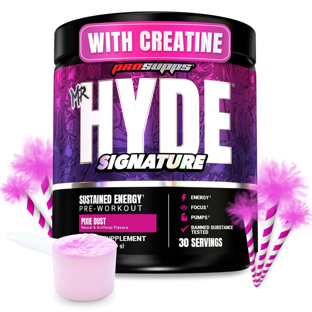 PROSUPPS Mr. Hyde Signature Pre Workout Powder with Creatine, Beta Alanine & Caffeine - Απόδοση, Ενέργεια & Αντοχή - Καθαρή Καταλληλότητα & Γυμναστήριο Συμπληρώματα για Άνδρες & Γυναίκες (Pixie Dust, 30 Services)
