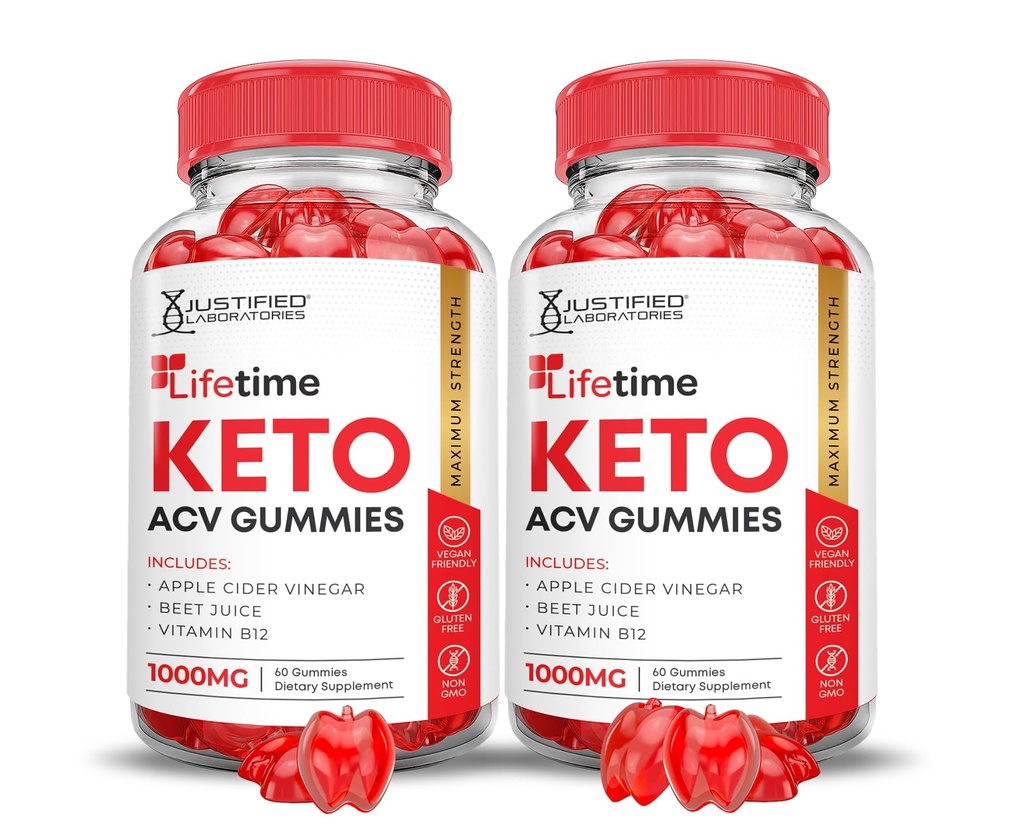 (2 Pack) Lifetime Keto ACV Gummies Advanced Formula 1000MG Lifetime Keto Gummies Apple Cider Vinegar Formulated with Roomegranate Beet Buice Powder B12 Vegan Non GMO 120 Gummys