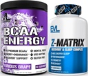 Evlution ZMatrix Magnesium and Zinc Post Processout Supplement (60 Servings) Plus Replenishing BCAAs Αμινοξέα σε σκόνη για προ & μετά την προπόνηση (Σταφύλι, 30 εξυπηρετούν)