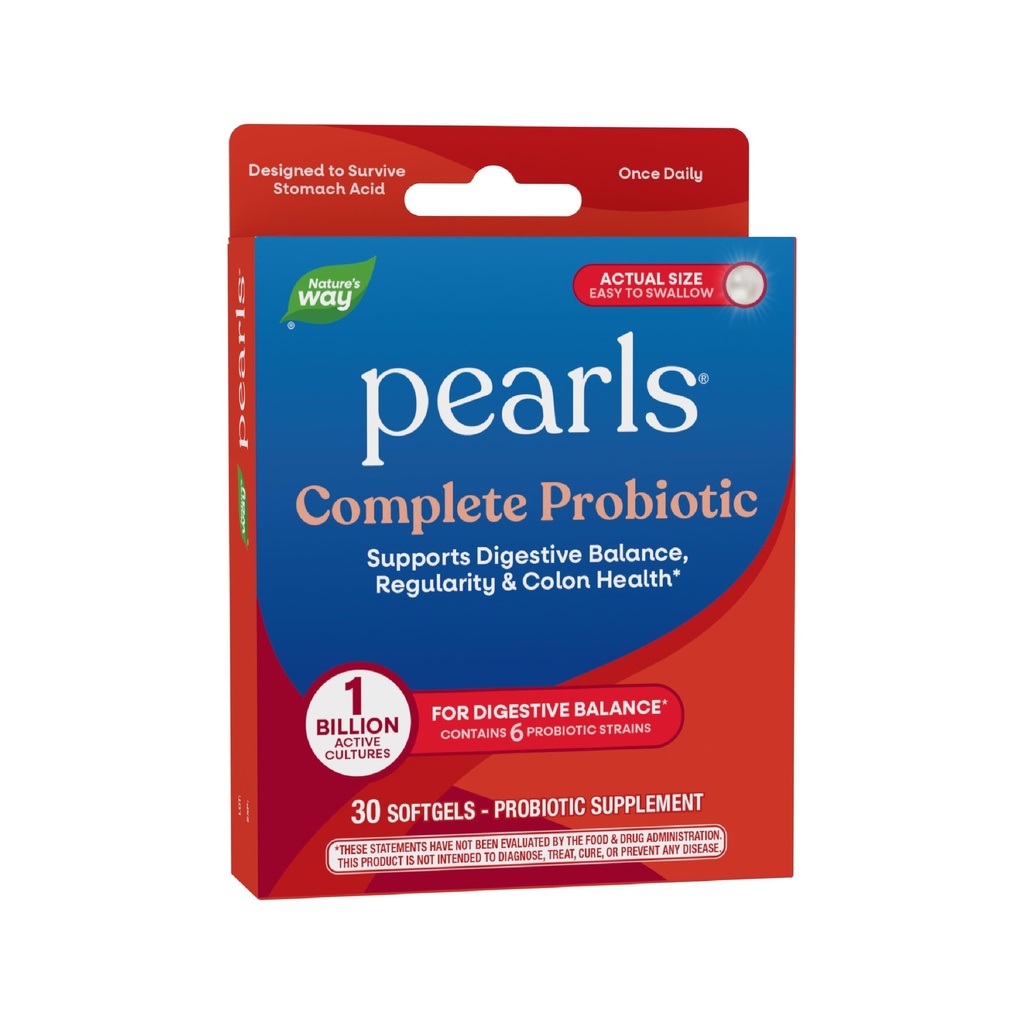 Nature's Way Pearls Complete Probiyotik, Supports Digestive Balance*, 1 Milyar Canlı Kültürler, Erkekler ve Kadınlar için Tamam, 30 softgels (Pazarlama)