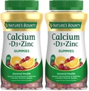 Nature's Bountyuba + D3 + çinko Gummies, Güçlü Bones & Dental Plus Sağlıklı Immune System, 500 mg, Orange ve Cherry Flavored, 70 Gummies (Pack of 2)