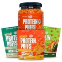 Twin Peaks Low Carb, Keto Friendly protein Puffs, 3 Assorted Flavor Puffs + 1 Jug Nacho Cheese Flavor Puffs