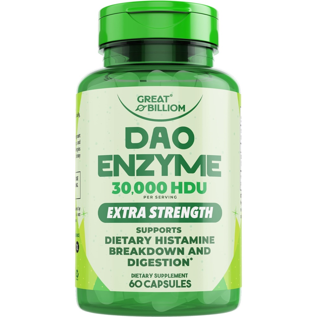 DAO Enzyme (Dimin Oxidase) - Kadınlar ve Erkekler için Enzymes - 30.000 HDU - Gut Health Supplements - Digestive Health Histamine Support - Enzymes for Digestion - 60 Capsules