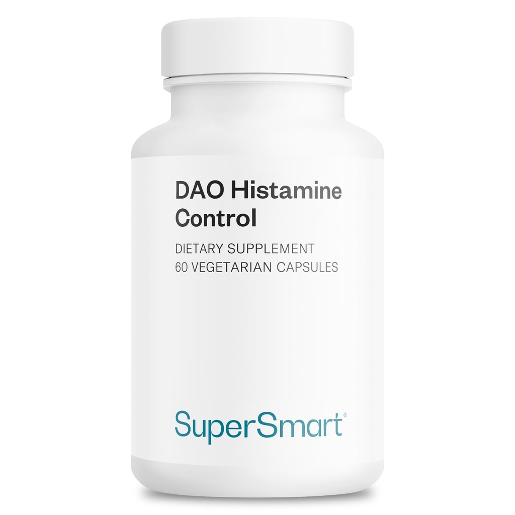 Supersmart DAO Histamine Control (High Potency) - Micro-Encapsated Pea Sprouts DAO Enzyme - Quercetin & Vitamin C - Diamine Oxidase Supplement | Vegan - 60 Vegetarian Capsules