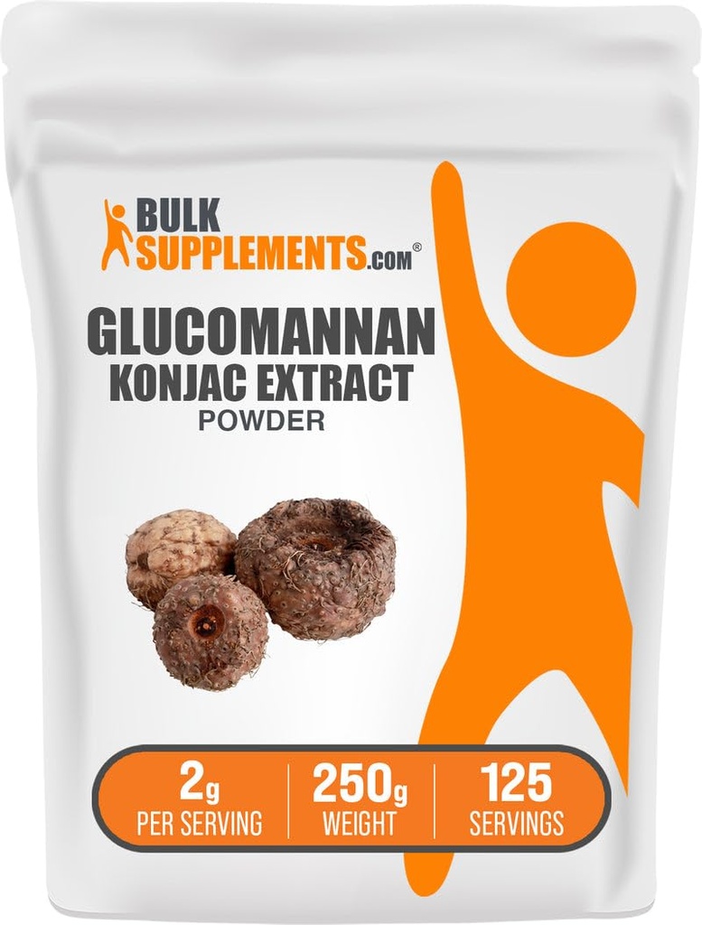 BulkSupplements.com Glucomannan Toz - Konjac Root Extract Toz, Glucomannan Supplements - Gluten Free, 2g per Service, 250g (8.8 oz) (Pack of 1)