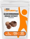 BulkSupplements.com Glucomannan Toz - Konjac Root Extract Toz, Glucomannan Supplements - Gluten Free, 2g per Service, 250g (8.8 oz) (Pack of 1)