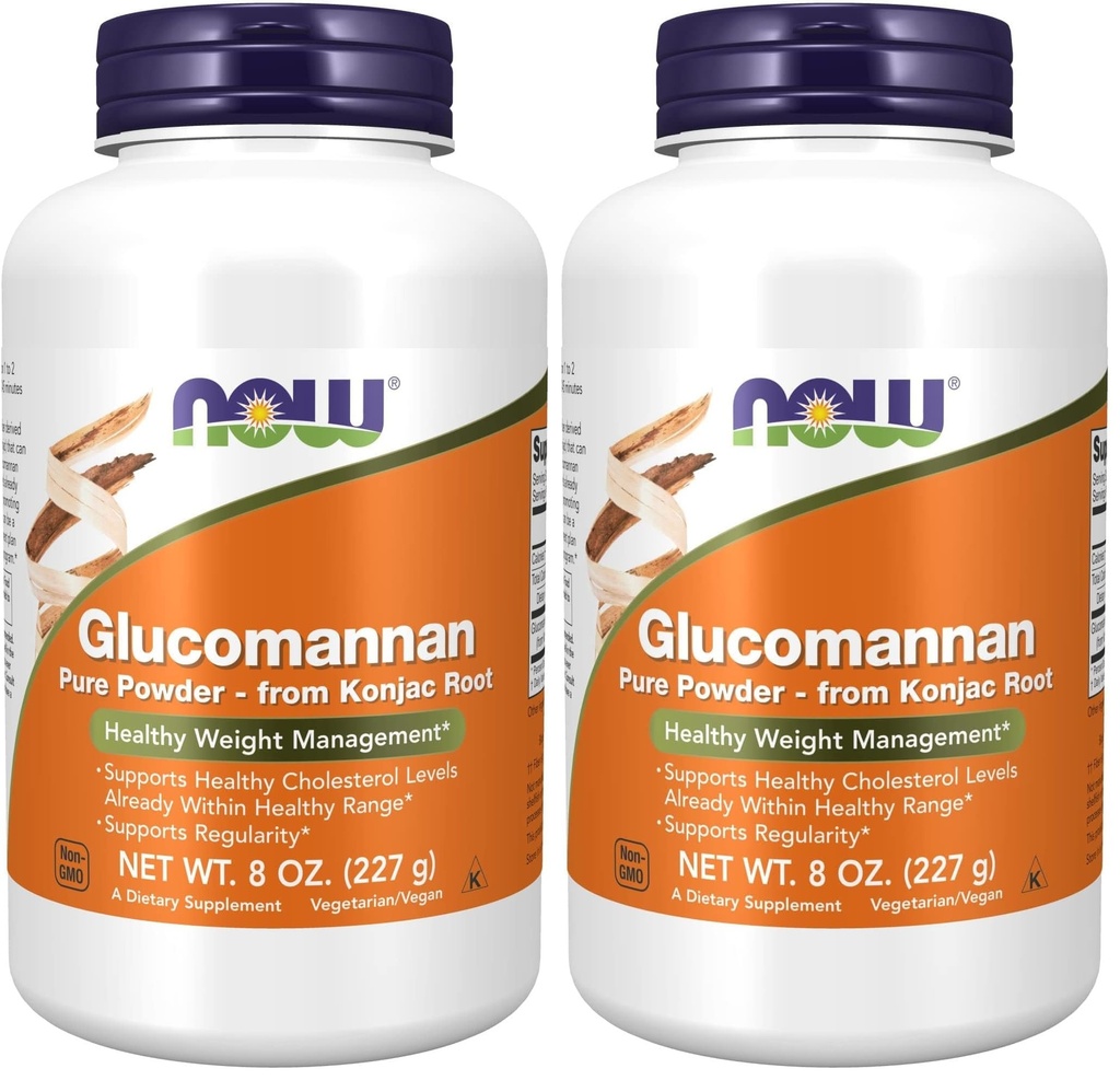 Şimdi Gıdalar Tamamlar,Glucomannan (Amorphophallus konjac) Pure Toz,Depres Regularity*,Sağlıklı Kilo Yönetimi*,8 Ounce,(Pack of 2)