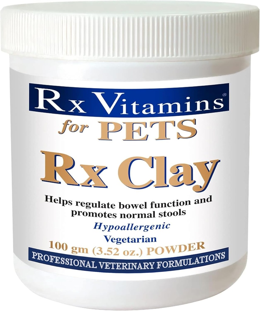 Rx Vitamins Rx Clay Powder for Pets - Anti Gas & Anti Diarrhea for Dogs & Cats - Pet Digestive Health & Stool Support - Cat & Dog Supplement for Rebution- 3.52 oz.