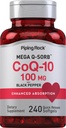 Piping Rock CoQ10 100 mg | 240 Softgels | Kadınlar ve Erkekler için Absorpsiyon Tamamlandı | Gluten Ücretsiz