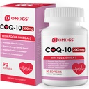 OMOGS CoQ10 200 mg Softgels, Coenzyme Q10 Yüksek Abpsiyon Supplements Support Heart Health, Cardiovascular Health, Immune System & Cellular Energy Production, Gluten Free, 90 Softgels