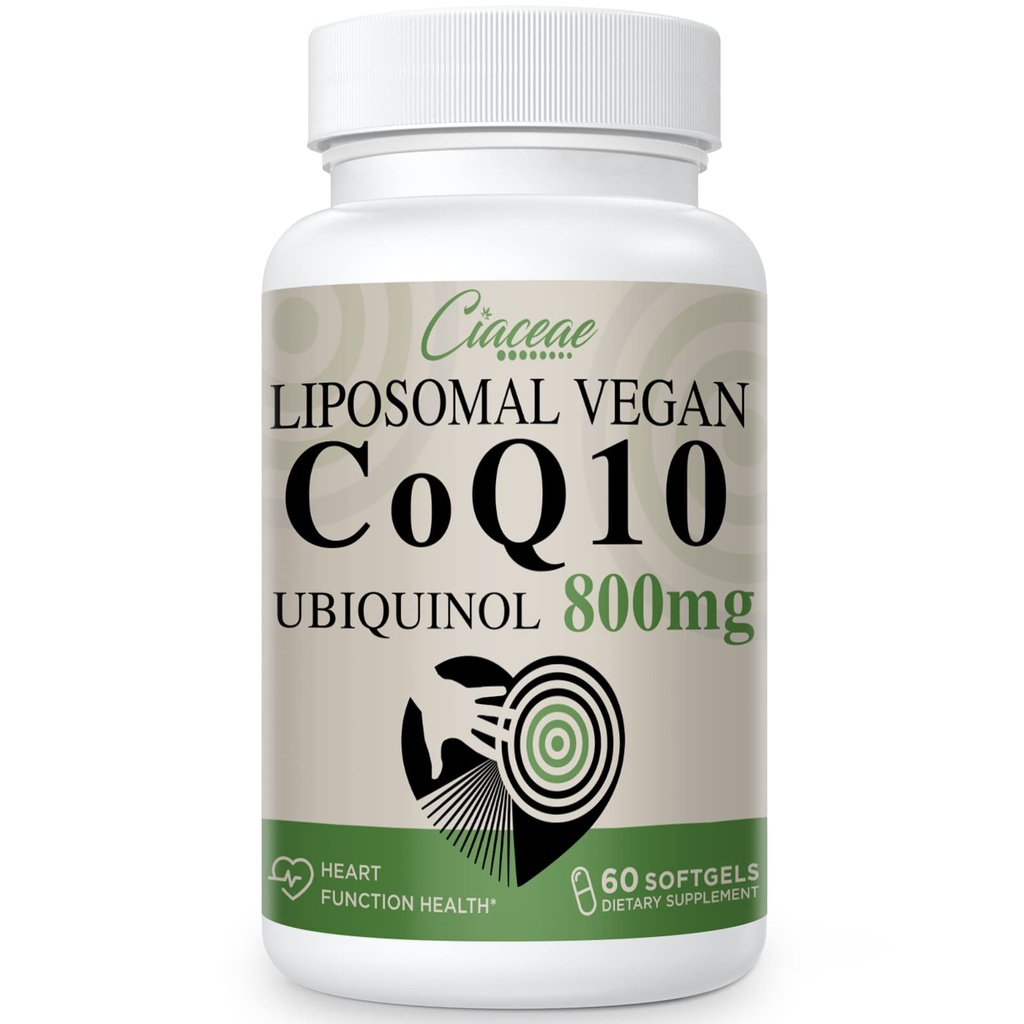 Liposomal CoQ10 800 mg Ubiquinol Softgel, Max Abxia Ubiquinol Coenzyme Q10, Ubiquinol CoQ10 Supplement for Antioksi, Heart Function & Energy Production, Pure CoQ10 800mg, 60 Vegan Softgels