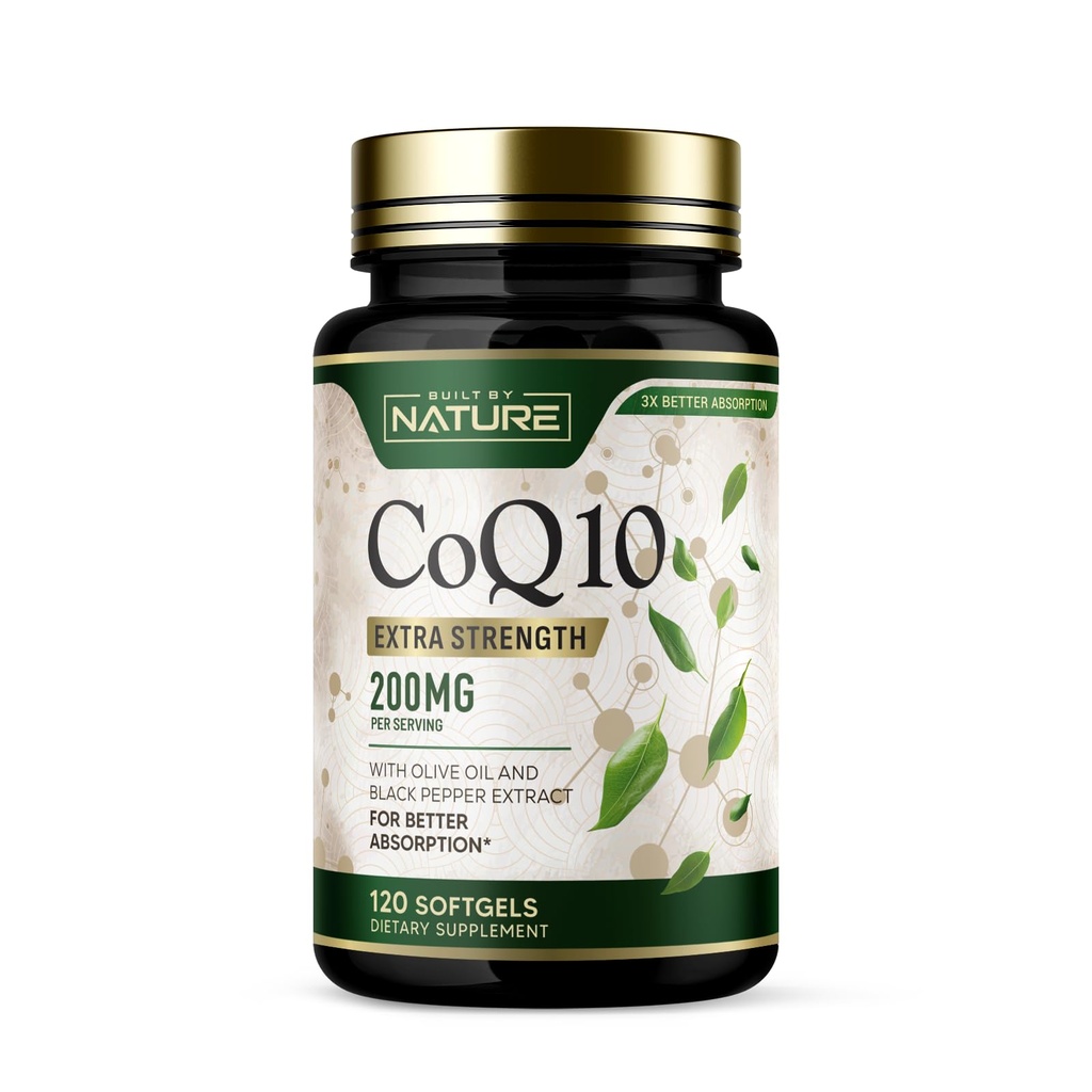 Κατασκευάστηκε από τη Nature CoQ10 200 mg – Συνένζυμο Q10 με ελαιόλαδο και μαύρο πιπέρι για υψηλή απορρόφηση – Υποστηρίζει την υγεία και την ενέργεια της καρδιάς – Αντιοξειδωτικό συμπλήρωμα– 2 μήνες προσφοράς, 120 Softgels