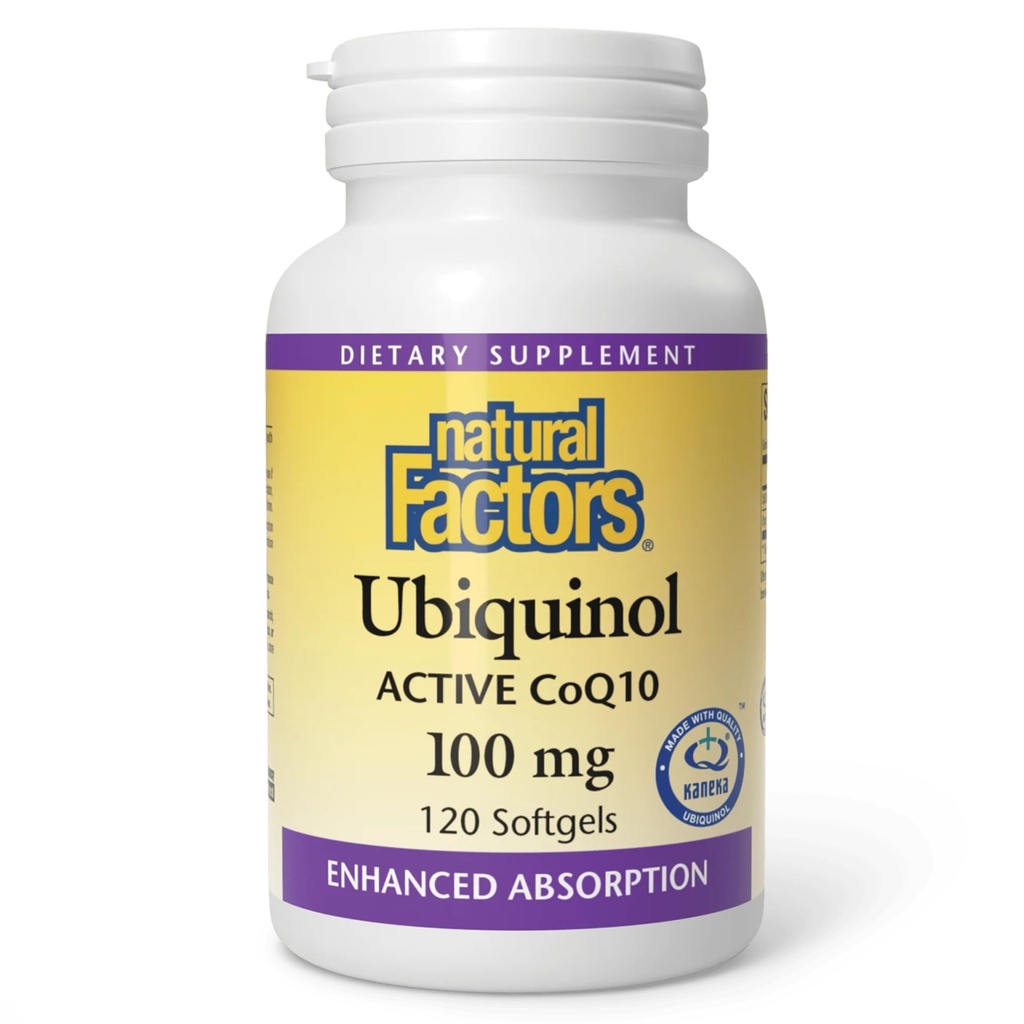 Doğal Faktörler Ubiquinol 100 mg - Kalp Sağlığı ve Doğal Vitality - Antioksi Support Supplement with Superior Abors - Enerji Desteği Flaxseed Oil - 120 Yumuşakgels (120 Hizmet)