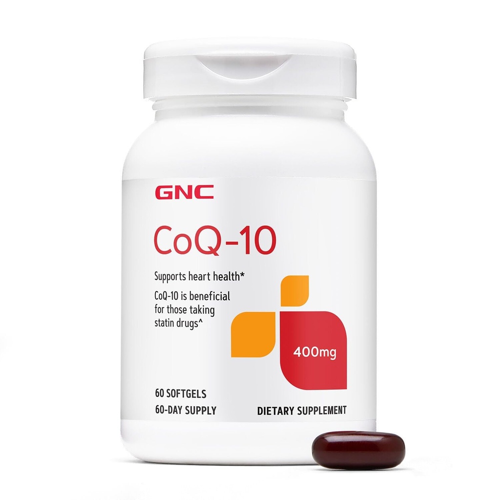 GNC CoQ-10 400mg - Heart Health & Cellular Energy Support Dietary Supplement - Antioxidant for Healthy Cardiovascular System - Easy to Swallow Softgels - Gluten-Free - 60 Count (60 Servings)