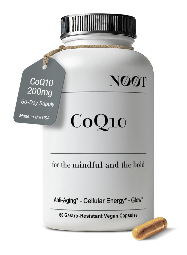 NOOT CoQ10 200mg - Υψηλή απορρόφηση-συνένζυμο-Q10, Αντιοξειδωτικό για την Καρδιά και Γνωστική Υγεία και Ανοσολογική Υποστήριξη, Παραγωγή Ενέργειας, Ουμπικινόνη, Vegan, Coq 10 Συμπλήρωμα, Nootropic, 60 Κάψουλες