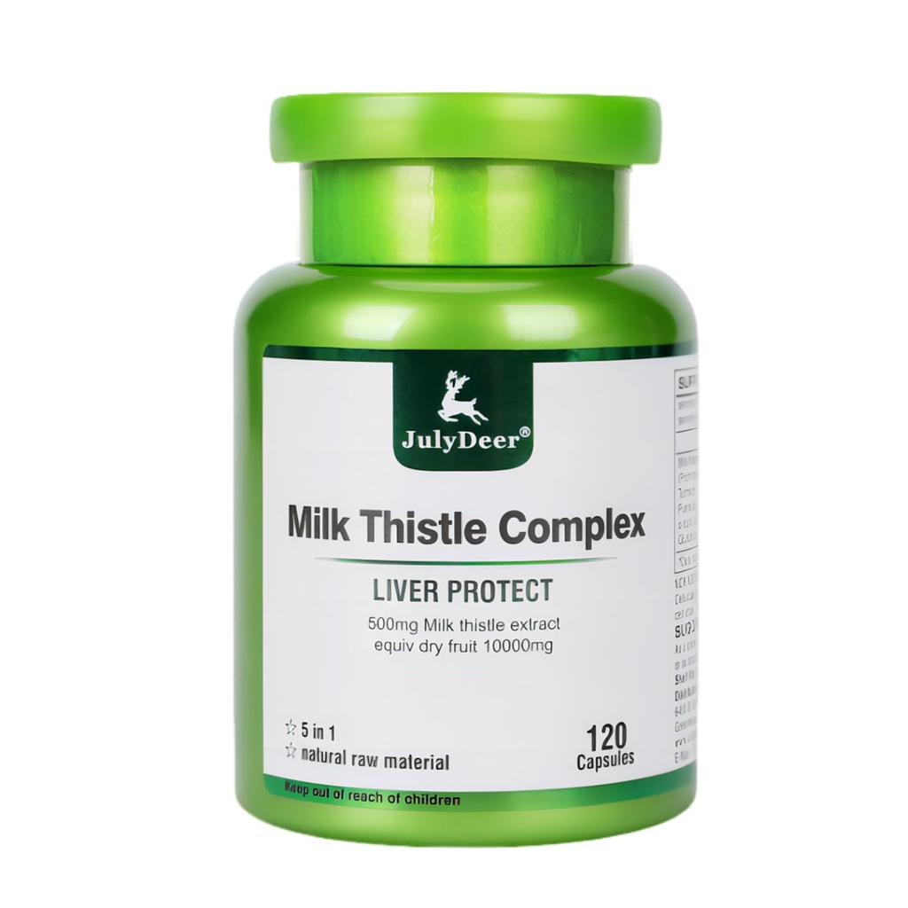 JulyDeer Milk Thistle 500 mg Silymarin Marianum Liver Support, Antioxidant Support, Detox, Liver Protection Capsules for Staying Up Late, Drinking and Hangover, Dull Skin