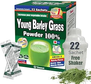 Yamamoto Kanpoh YAMAKAN Barley Grass Juice, Young Barley Grass Toz Zengin Minerallerde, Vitaminler ve Bitki bazlı Protein Kadınlar ve Erkekler için, Japonya'dan Grass Juice, Non GMO 22 Count