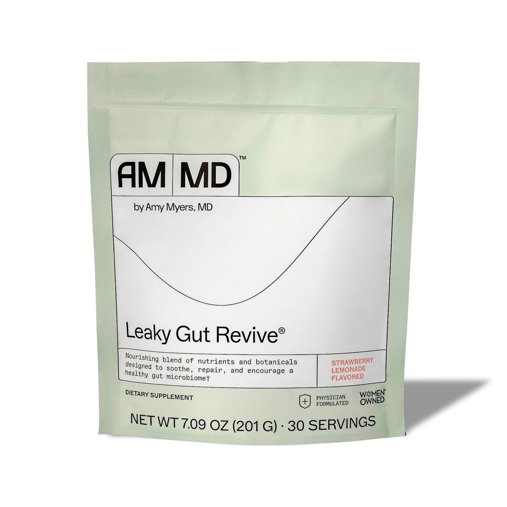 Amy Myers MD Leaky Gut Revive - Gluten-Free & Non-Dairy - Sağlıklı Gut Desteği için Botanik - Prebiyotik Fiber ile Sağlık Desteği - Strawberry Lemonade, 7.09 oz (30 hizmet)