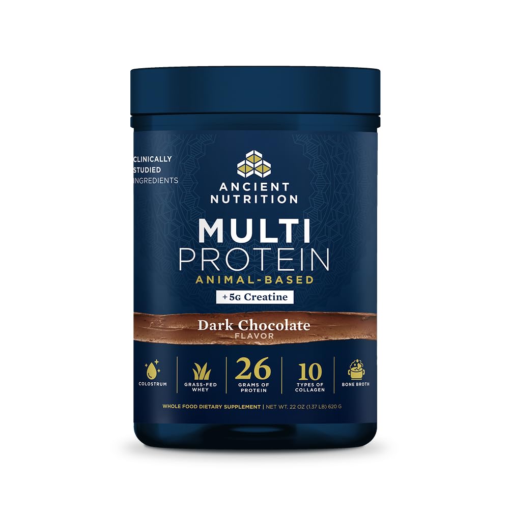 Eski Beslenme Çok Protein Hayvan Temelli Toz + Kretine, 26g Protein, Grass Fed Whey, Bone Broth, Collagen,, 5g Kretine Monohidrat, Colostrum & Probiyotiks, Dark Chocolate, 15 Hizmet
