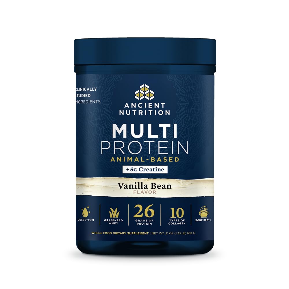 Eski Beslenme Çok Protein Hayvanı Toz + Kretine, 26g protein, Grass Fed Whey, Bone Broth, Collagen,, 5g Kretine Monohidrat, Colostrum & Probiyotiks, Vanilla Bean, 15 Hizmet