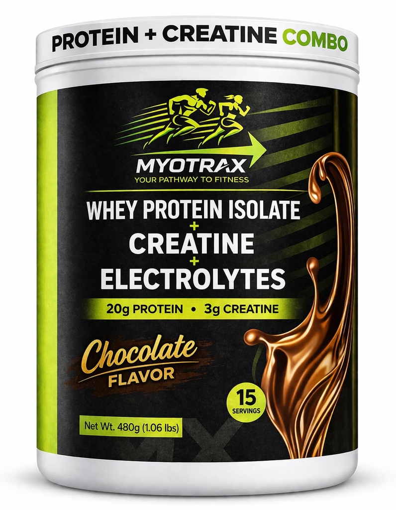 Protein and Creatine Powder Combo: Whey Protein Isolate Protein Protein Powder with Creatine & Electrolytes – 20g Protein, 3g Creatine Monohydrate – Sugar Free, Keto Friendly – Σοκολάτα – 15 Servings