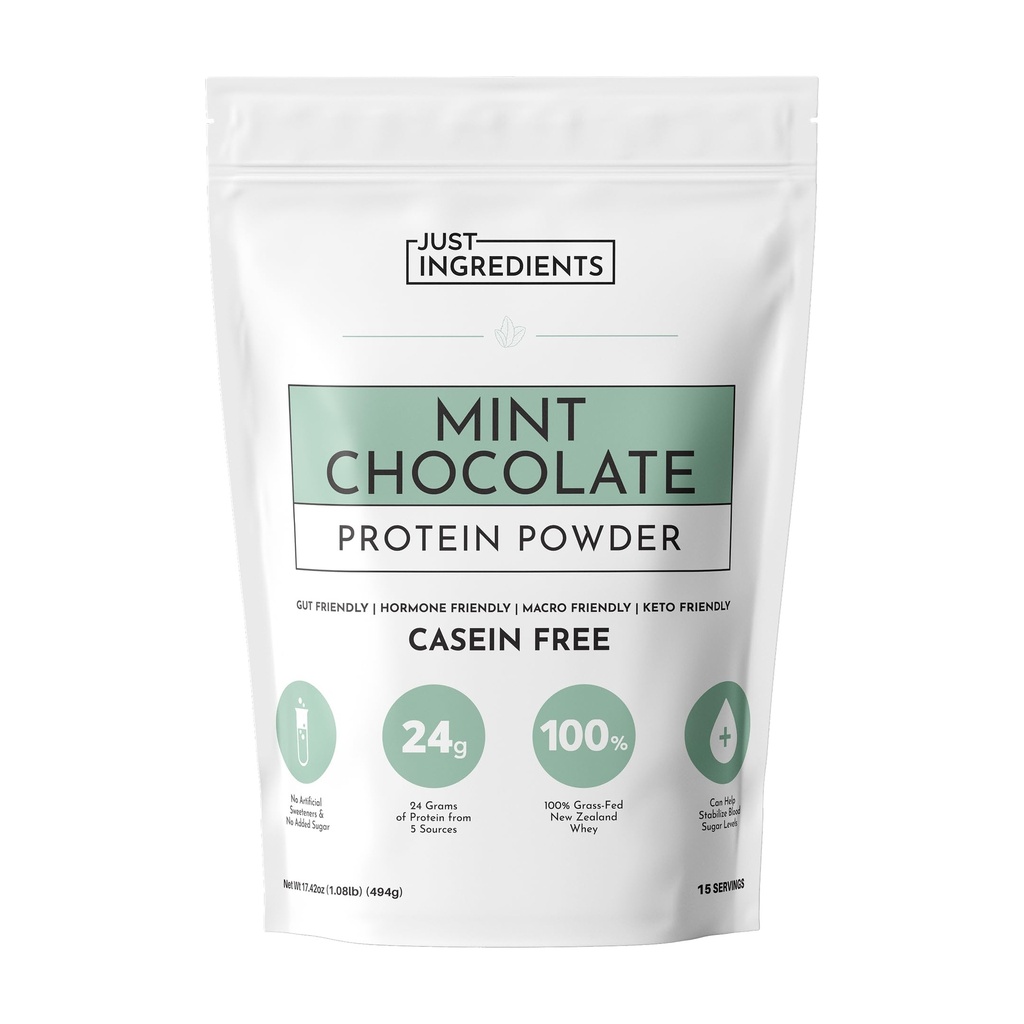 Mint Chocolate Protein Toz | 15 Hizmet | 24g Grass-Fed Yeni Zelanda Whey + 4 Ek Protein Kaynağı | No Ek Olmayan Şeker | Doğal olarak Tatlılanmış | No Gums veya Fillers | Casein-Free Blend