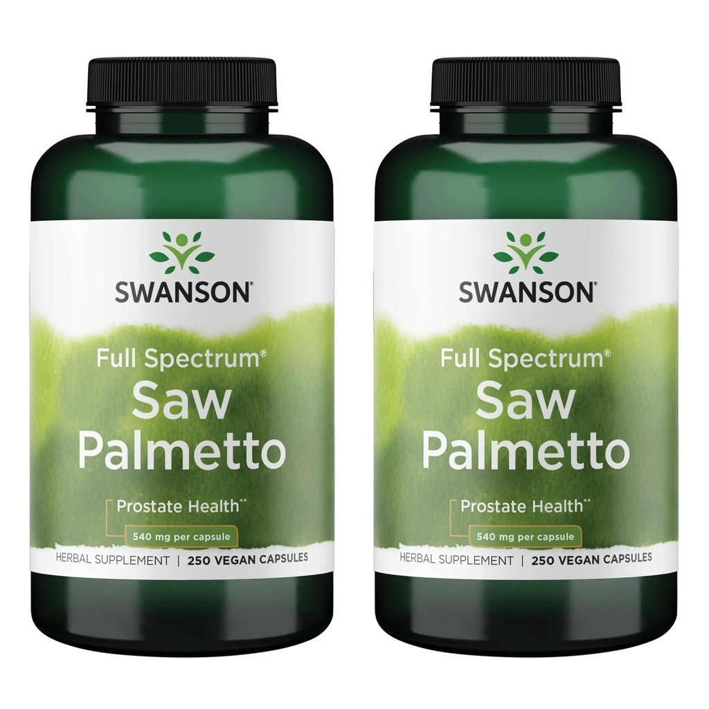 Swanson Saw Palmetto - συμπλήρωμα βοτάνων που προωθεί την υποστήριξη για την υγεία των αρσενικών Prostate - φυσικό συμπλήρωμα μαλλιών & υποστήριξη για την υγεία των ούρων (540 mg 250 κάψουλες) (2 Pack)