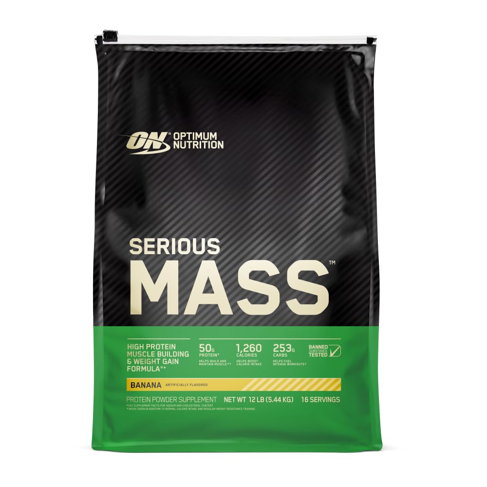 En İyi Beslenme Ciddi Kitle, Kilo Vermeci Protein Toz, Mass Winer, Vitamin C ve çinko Immune Support, Kretine, Banana, 12 Pound (Pazar Mayıs Vary)