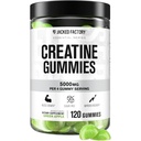 Jacked Factory Sugar Free Kretine Gummies - 5g Daily Dose (1.25g per Gummy) Kretine Gummy Sugar Free for Men and Women, Vegan-Friendly, Third-Party Tested - 120 Gummies, Green Apple