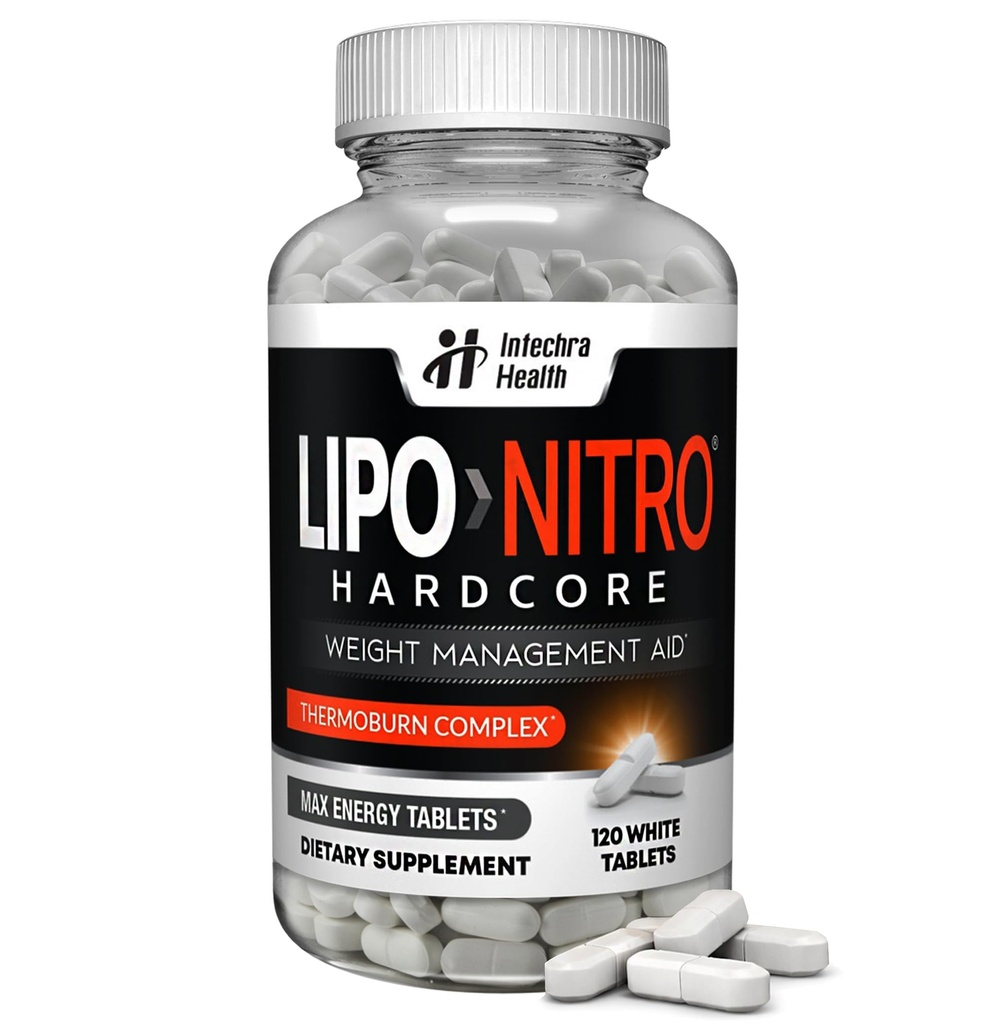 LipoNitro® Thermo-Burn Diyet Pills with Energy Diyetary Supplement Nitrod in USA - 120 White Tablets