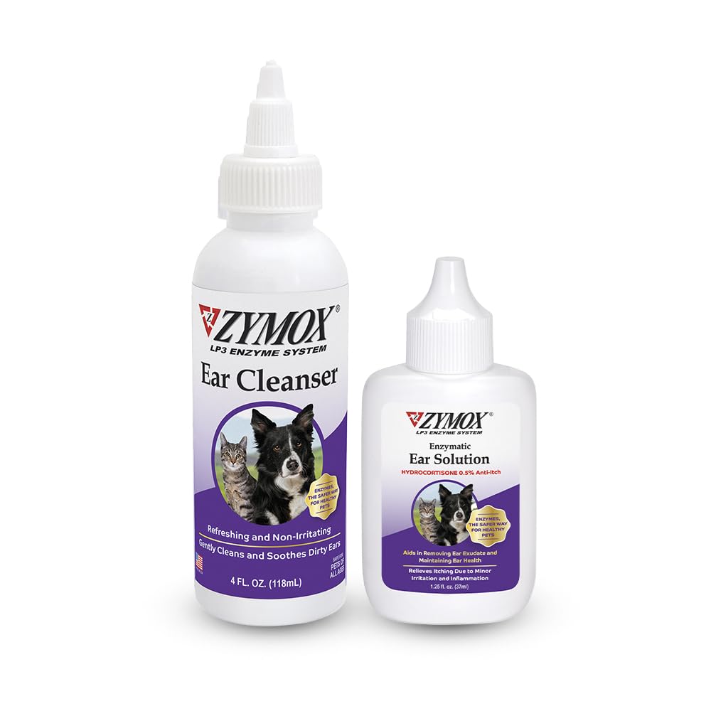 Pet King Brands ZYMOX Ear Solution with 0.5% Hydrocortisone and Ear Cleanser Sche