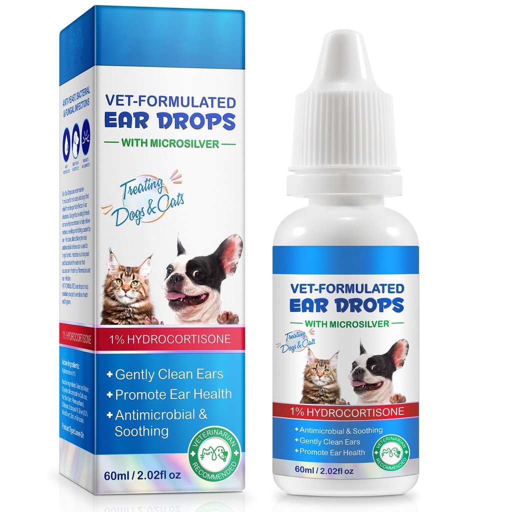 Köpek ve Kediler için enfeksiyon tedavisi damlaları,% 1 Hydrocortisone Soothing Dog Yeast Enfeksiyonu ile, Köpek ve Kediler için Kasırık Enfeksiyonları - 2 fl ozz