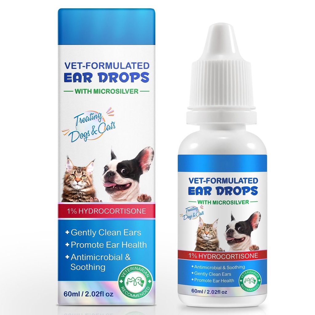 Ear Mite Treatment for Dogs & Cats - Fast-Acting Itch Relief & Clean, Vet-Fort Formula ile Soothing Aloe Vera, Trust on Contact & Soothes Itching, Gentle Ear Temizlik Çözümleri, 0.75 fl oz