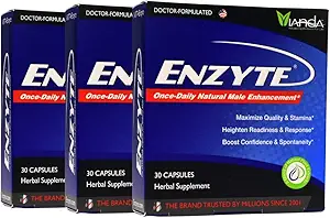 Enzyte® από Vianda Ανδρική Ενίσχυση Συμπλήρωμα Υγείας για τη ροή του αίματος, Stamina, και την ποιότητα, με ασιατικό Ginseng, Ginkgo Biloba, Σπόροι σταφυλιού, Horny Goat Weed, Muira Puama - 30 κάψουλες (3 Pack)