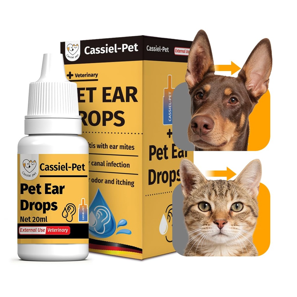 Kulak Enfeksiyonu Tedavisi, Kulak Mitleri Tedavisi, Köpek Yeast Soothing Cleansing, Ear Wax Removal, Itchy Ear Relief for Dogs and Cats | 20 ml 0.67 FL OZ