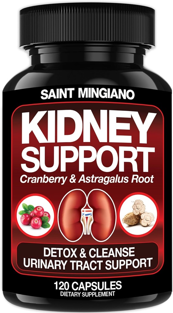 Kidney Support Cleanse Detox & Repair -120 Capsules - Cranberry & Astragalus Root Pills for Women and Men | High Strength Liver Cleanse Detox Supporting Urinary Tract & Bladder Health