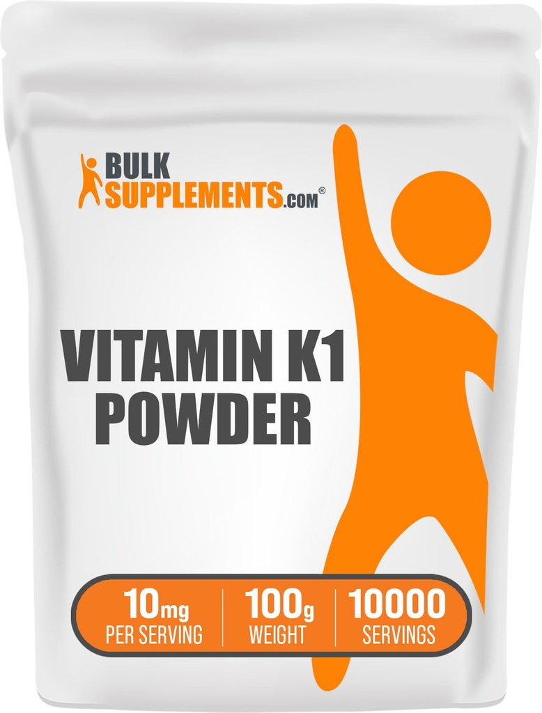 BulkSupplements.com Vitamin K1 Toz - Bone and Heart Health Support için K1 Supplement - Gluten Free, 10 mg per Service, 100g (3.5 oz) (Pack of 1)