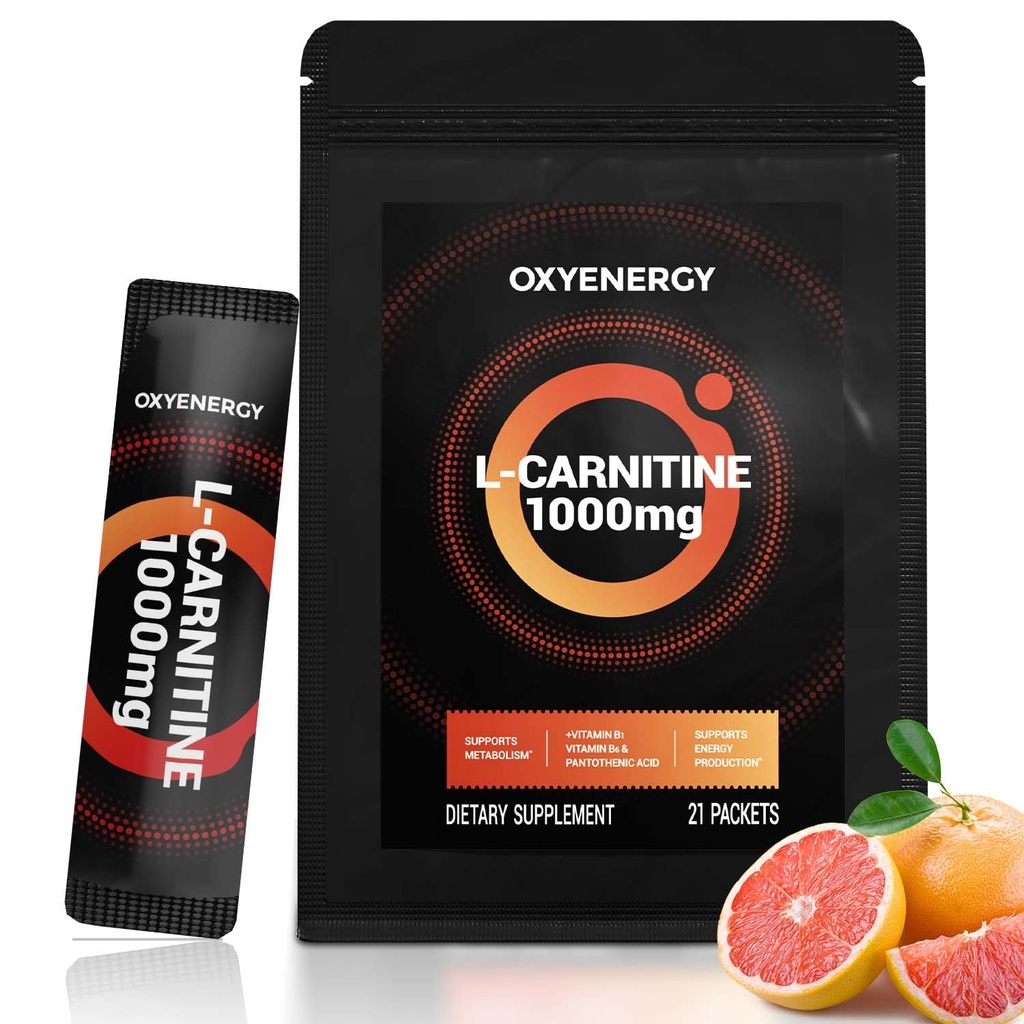 OxyEnergy Liquid L-Carnitine Supplement 1000 mg - Daily Use, Zero Calorie, Sugar-Free, Stim-Free Fat Comb & Endurance Alert, 21 On-Go Bireysel Sıvı Sticks