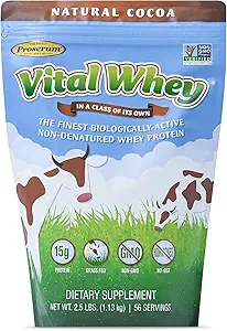 Grass-Fed Whey Protein Tozu Immune Vitality, Natural Cocoa 2.5lbs (56 servis), 15g Protein Per Serve, Vital Whey, Clean Holistic, Wellness Beslenme