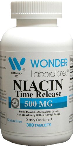 Wonder Laboratories High Potancy Time release Niacin (Vitamin B3) 500 Mg 300 Tablets Non-GMO, Gluten Free Supplement Supplement