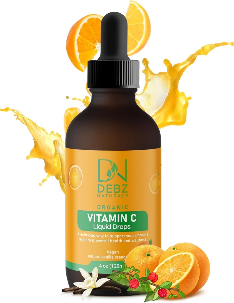 Organik Sıvı Vitamin C Drops - Immune Support Supplement - Vegan - ABD'de Made - 4 oz -