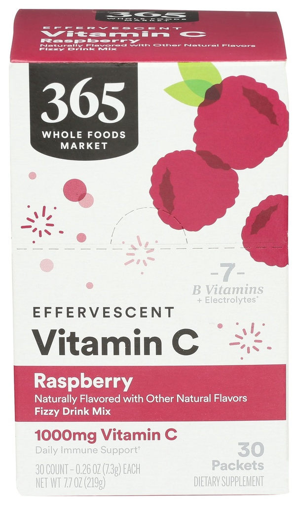 365 By Whole Foods Market, Effervescent C Powder Raspberry 30 Count, 0.26 Ounce
