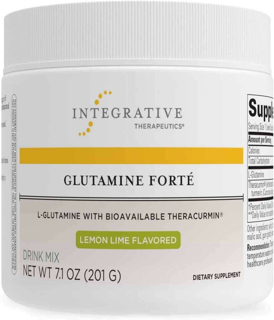 Bütünleştirici Tedaviler Glutamine Forté - Daily Health Supplement* - Gut Support Drink Mix* - Vegan, Gluten-Free & Dairy-Free - Lemon Lime Flavored - 7.1 oz (30 hizmet)
