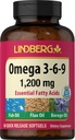 Lindberg Omega 3 6 9 Supplements | 1200 mg | 90 Softgels | Essential Fatty Acids | Fish, Flax ve Borage Oil | Non-GMO, Gluten Free
