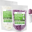 XPRS Nutra Vegan Μέγεθος 00 Χωριστές κάψουλες - 500 Count Premium Άδειες κάψουλες χωρίζονται σε τσάντες - 00 Χάπια Κενά για συμπλήρωση συμπληρώματος DIY (Lavender/White)