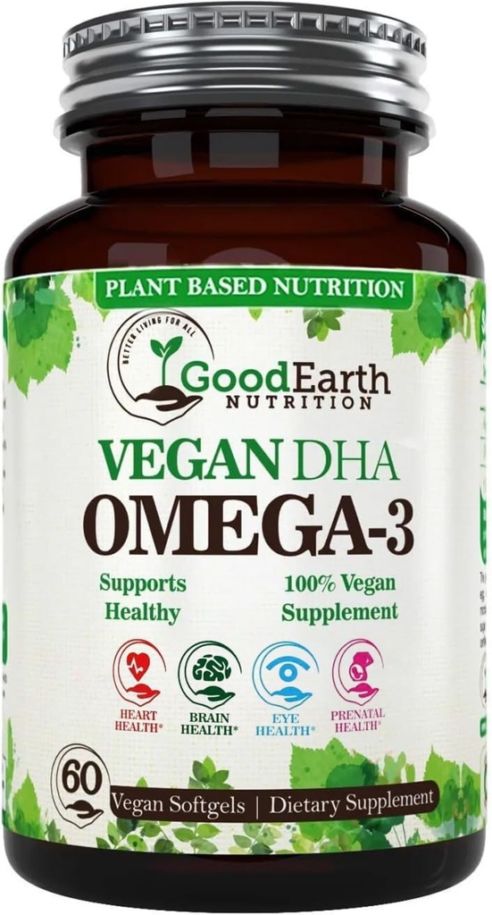 Algal Oil - Vegan DHA Omega 3 Fish Oil Συμπληρώματα - Brain Booster,Συμπλήρωμα & Προγεννητική Βιταμίνη -Παρέχει υγιή καρδιά & ανοσοποιητική υποστήριξη - Burpless Algae Συμπλήρωμα - 60 Mini Ψάρια Softgels